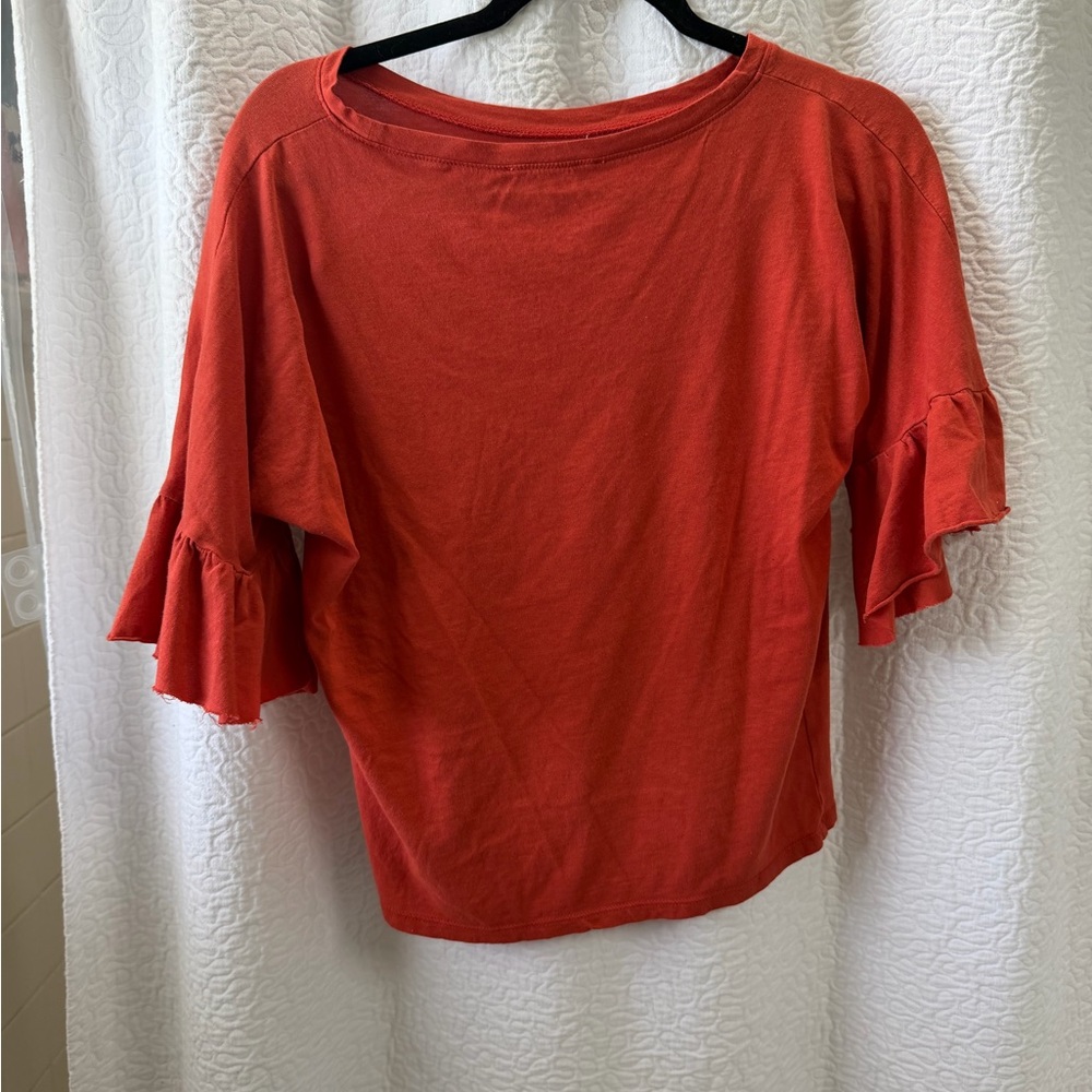Women's Ruffle Sleeve Top - Red